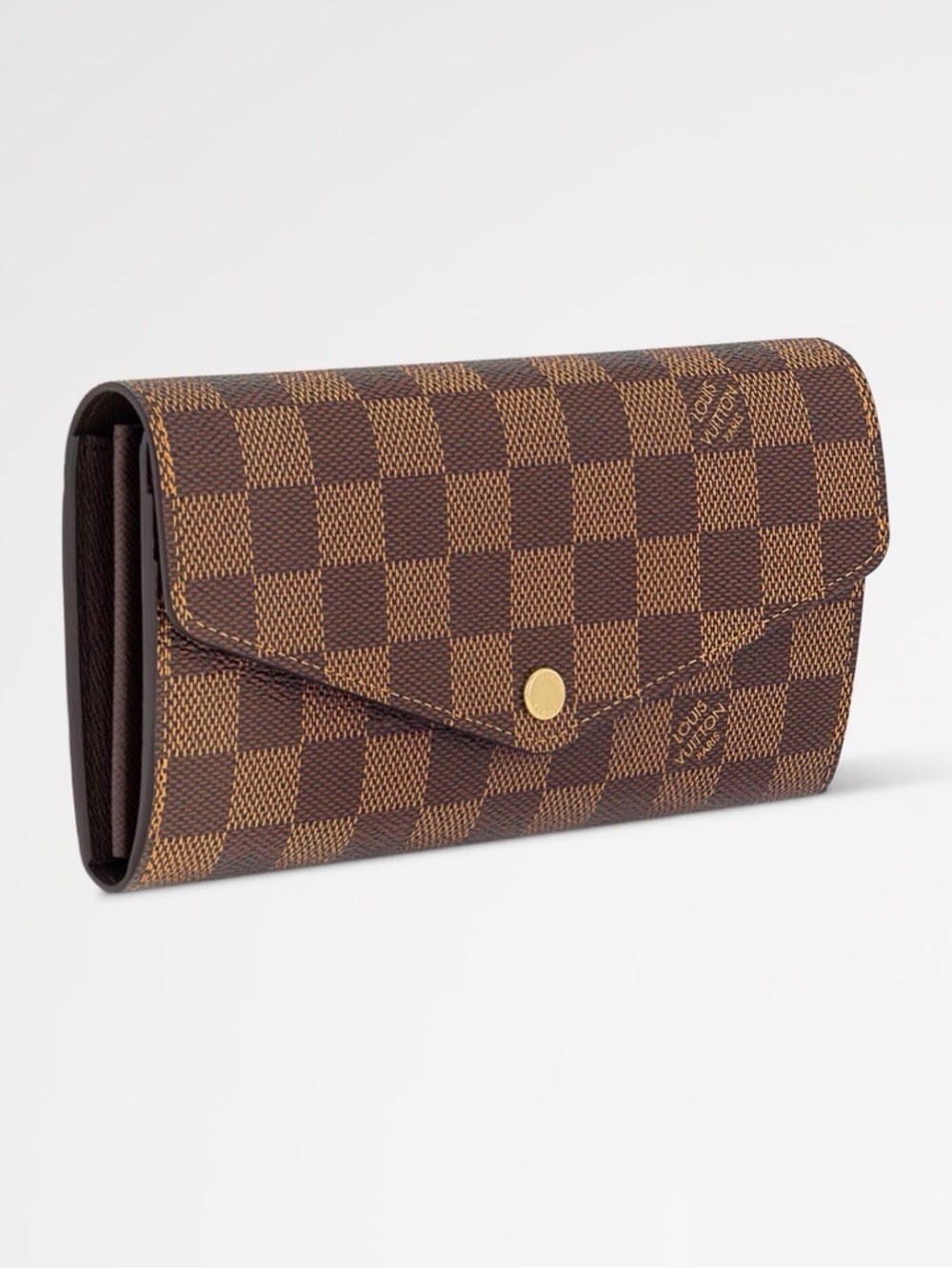 Louis Vuitton Brown Damier Ebene Checkered Wallet with Gold Snap
